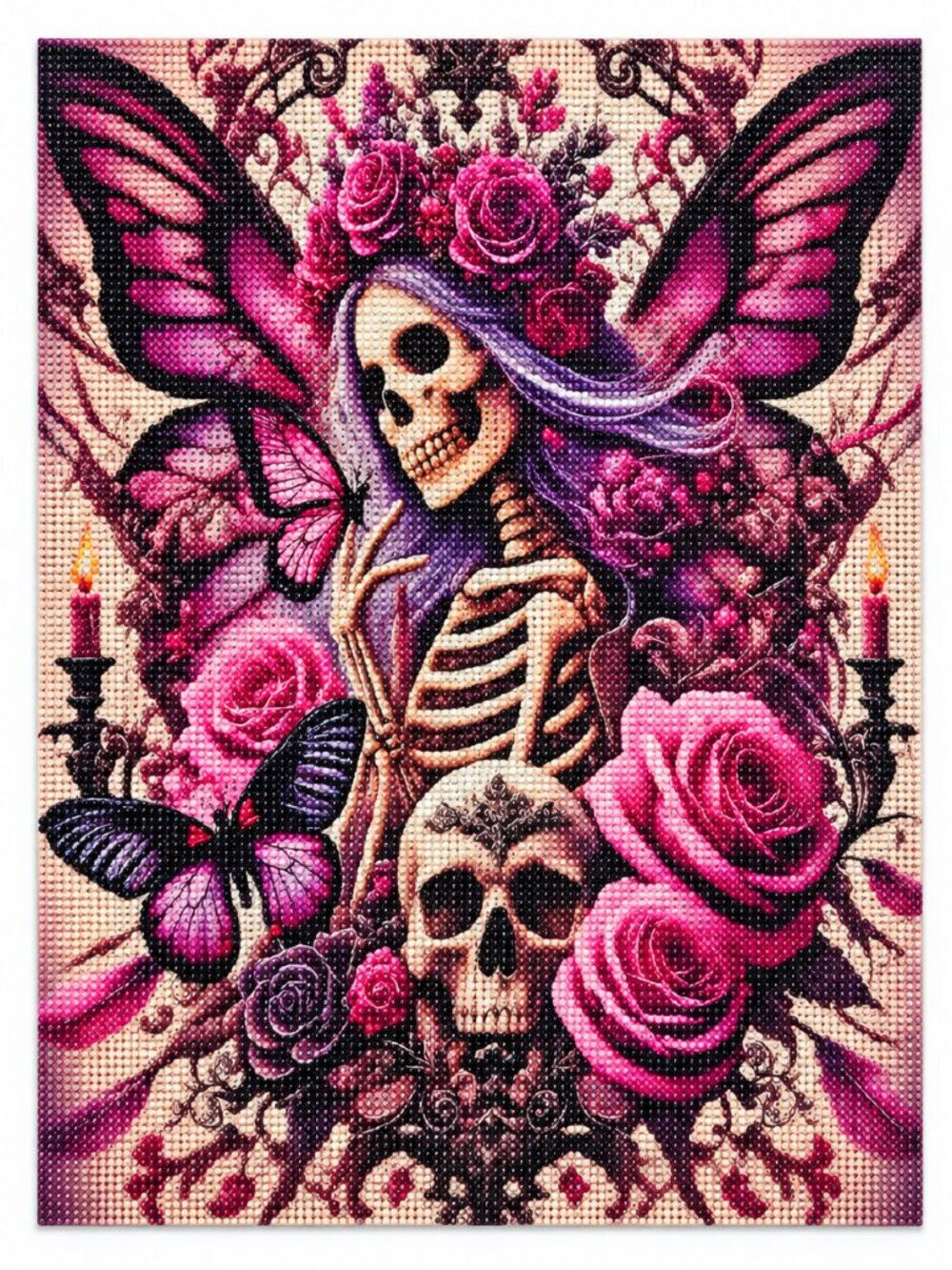 Skeleton Roses and Butterflies Diamond Painting Kit